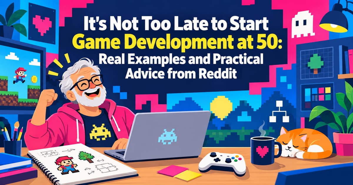 Il n’est pas trop tard pour commencer le développement de jeux à 50 ans — témoignages et conseils pragmatiques réunis sur Reddit