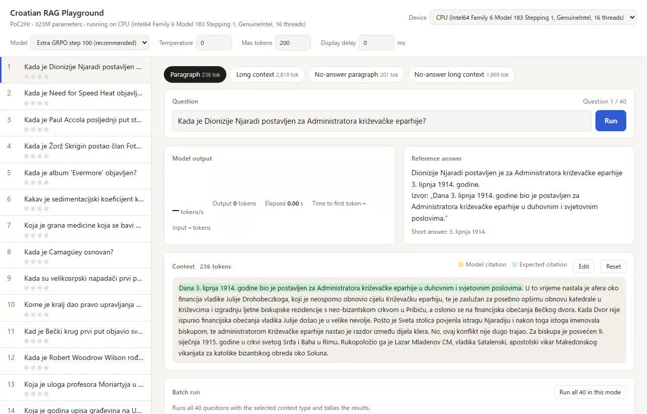 Démo : réponse à une question sur un paragraphe avec le CPU