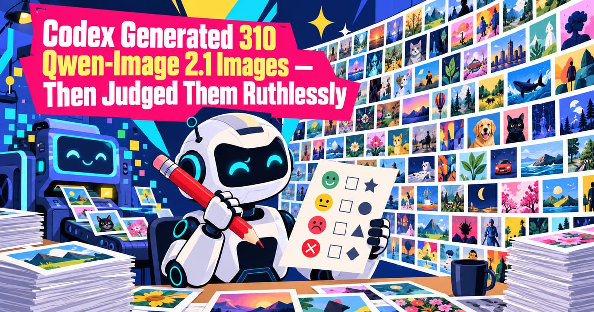 J’ai fait générer 310 images avec le très attendu Qwen-Image 2.1 par Codex, puis je lui ai demandé de les évaluer sans pitié
