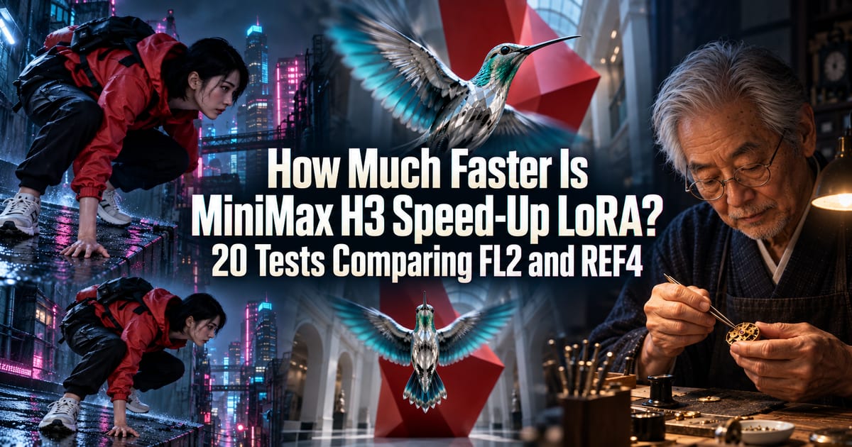 LoRA d’accélération pour MiniMax H3 : à quel point est-elle vraiment plus rapide ? Comparatif de 20 vidéos avec FL2 et REF4