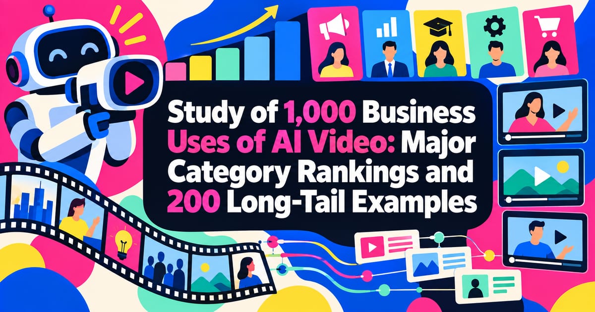 Enquête sur 1 000 usages professionnels de la vidéo IA : classement des principales catégories et 200 cas de longue traîne